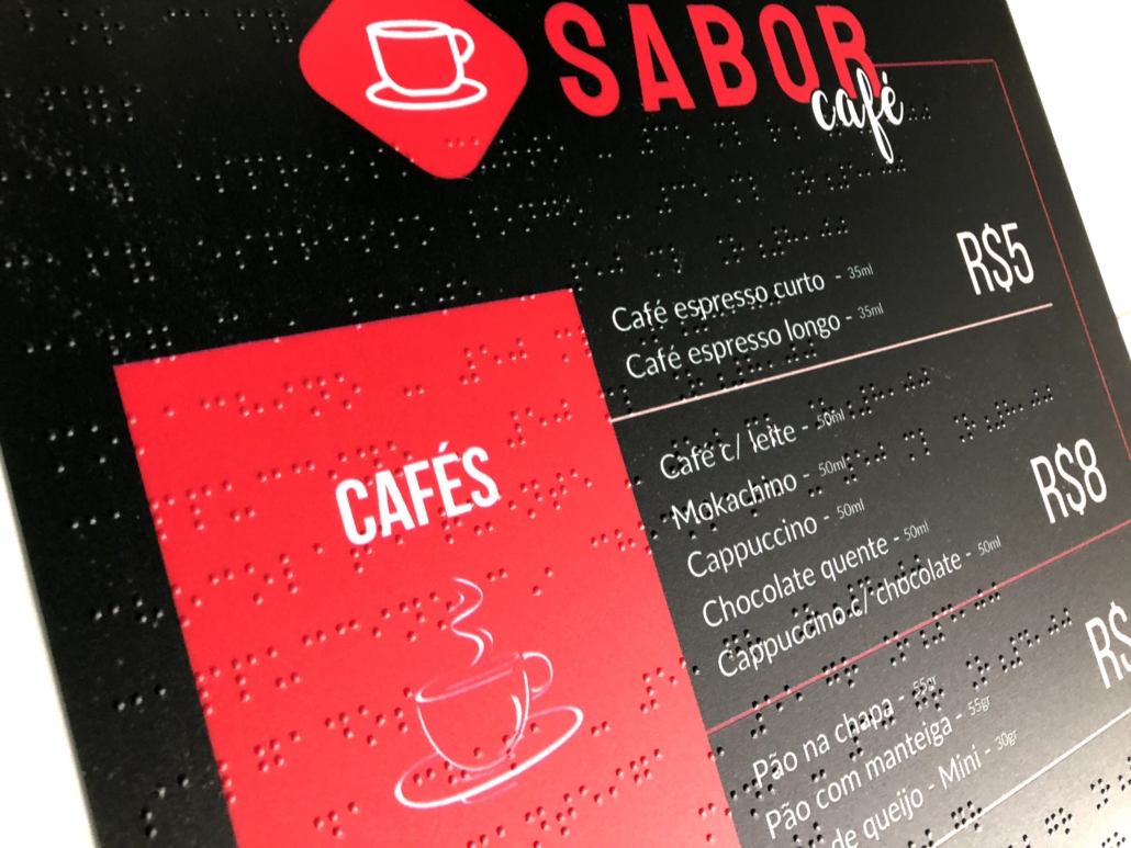 Cardápio em Braille